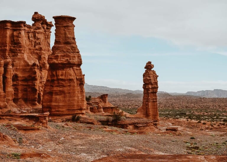Red earth formations in the desert