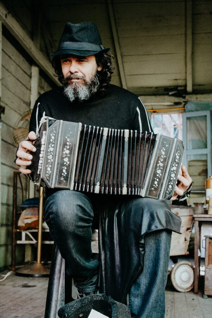 A man plays a bandoneon
