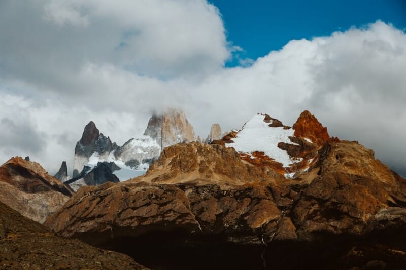 Clouds cover Mount Fitz Roy in El Chalten
