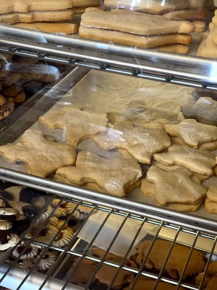 A tray of Texas-shaped cookies