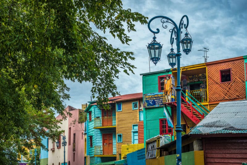 Colorful neighborhood in Buenos Aires with a