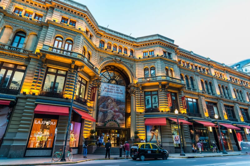 An exterior photo of the Galerias Pacifico shopping mall in Buenos Aires
