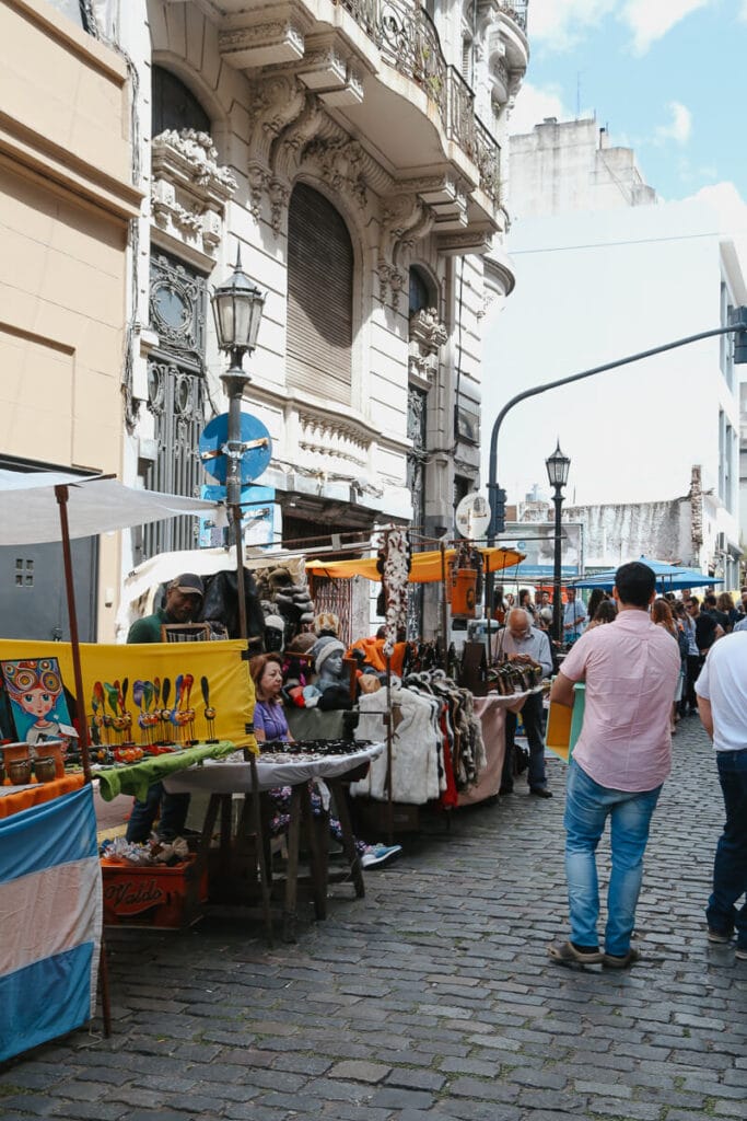 Vintage leather and fur items in the San Telmo Market