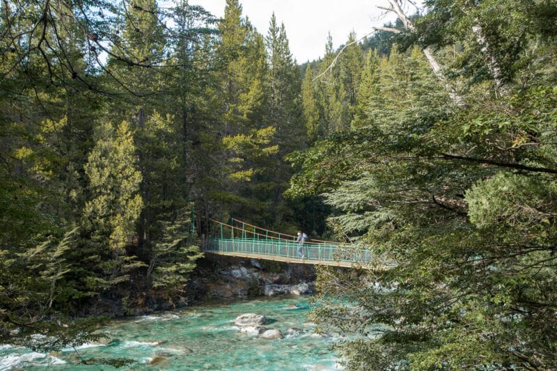 A suspension footbridge over Rio Azul on the way to the El Cajon del Azul hike