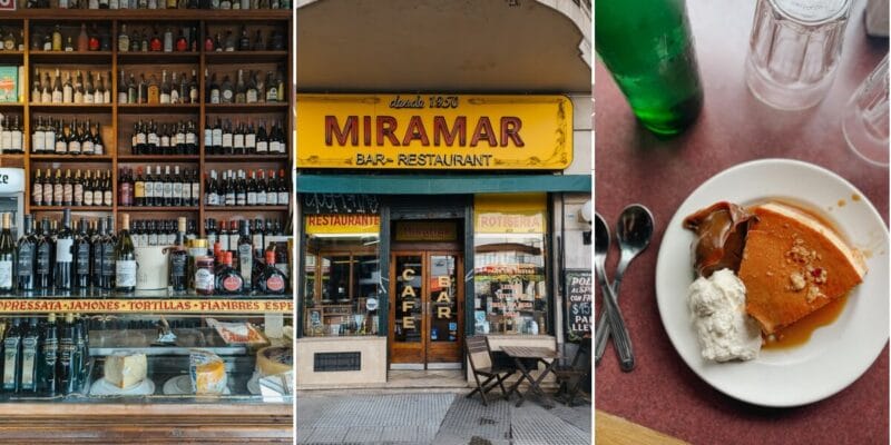 A collage of three photos of bodegones in Buenos Aires