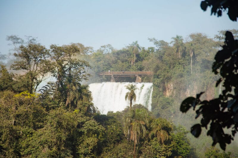 A pathway built on top of the falls in Iguazu Falls' Argentina side